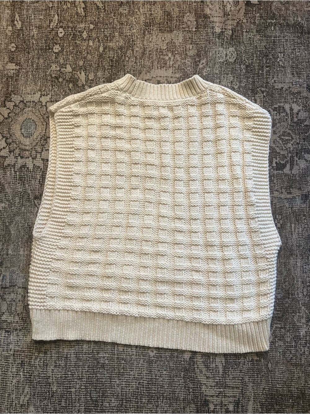 Madewell Cream Basket-Weave Knit Sweater Vest — Size L - Picture 10 of 10